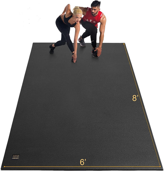 Extra Large Exercise Mat 16'X6'/12'X6'/10'X6'/8'X6'(7Mm), Extra Wide Workout Mats for Home Gym Flooring, Non-Slip Thick Durable Cardio Mat for Mma,Plyo,Jump Rope,Weights,Fitness,Shoe-Friendly