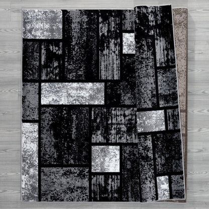 Luxe Weavers Geometric Squares Gray 6X9 Modern Abstract Area Rug